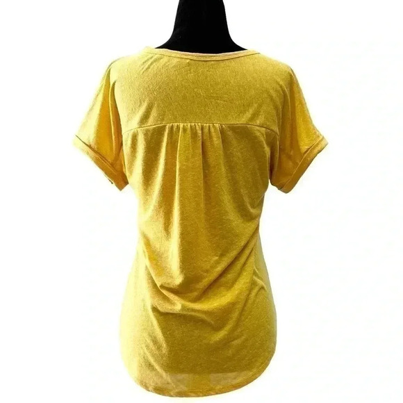 Ricki’s Linen Blend  T-Shirt Loose Fit V Neck Short Sleeve Sunflower Yellow XS - Picture 2 of 16